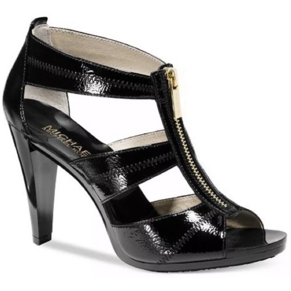 MICHAEL KORS Patent Leather Zip Heels Black EUC - Picture 2 of 9